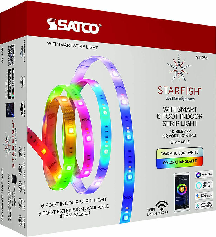 Starfish WiFi Smart LED, 6 Foot Color Changing Indoor Tape Light Strip