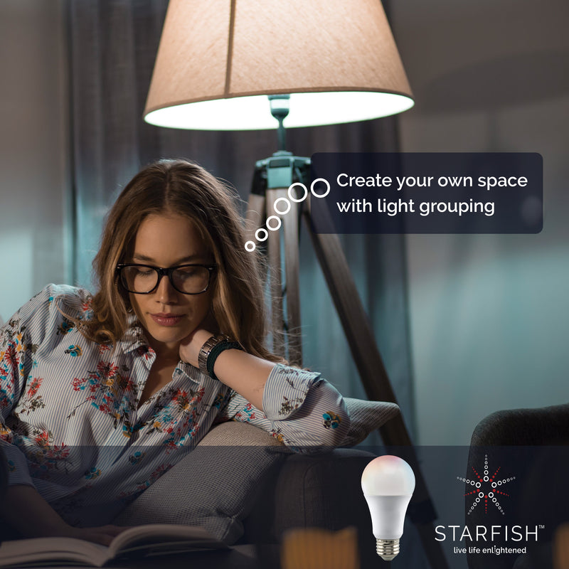 Starfish A19 WiFi Smart LED, 9.5 Watt, Color Changing & Tunable White Light Bulb