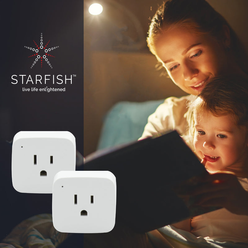 Starfish 10A Mini-Square Wi-Fi On-Off Smart Outlet, 2-Pack